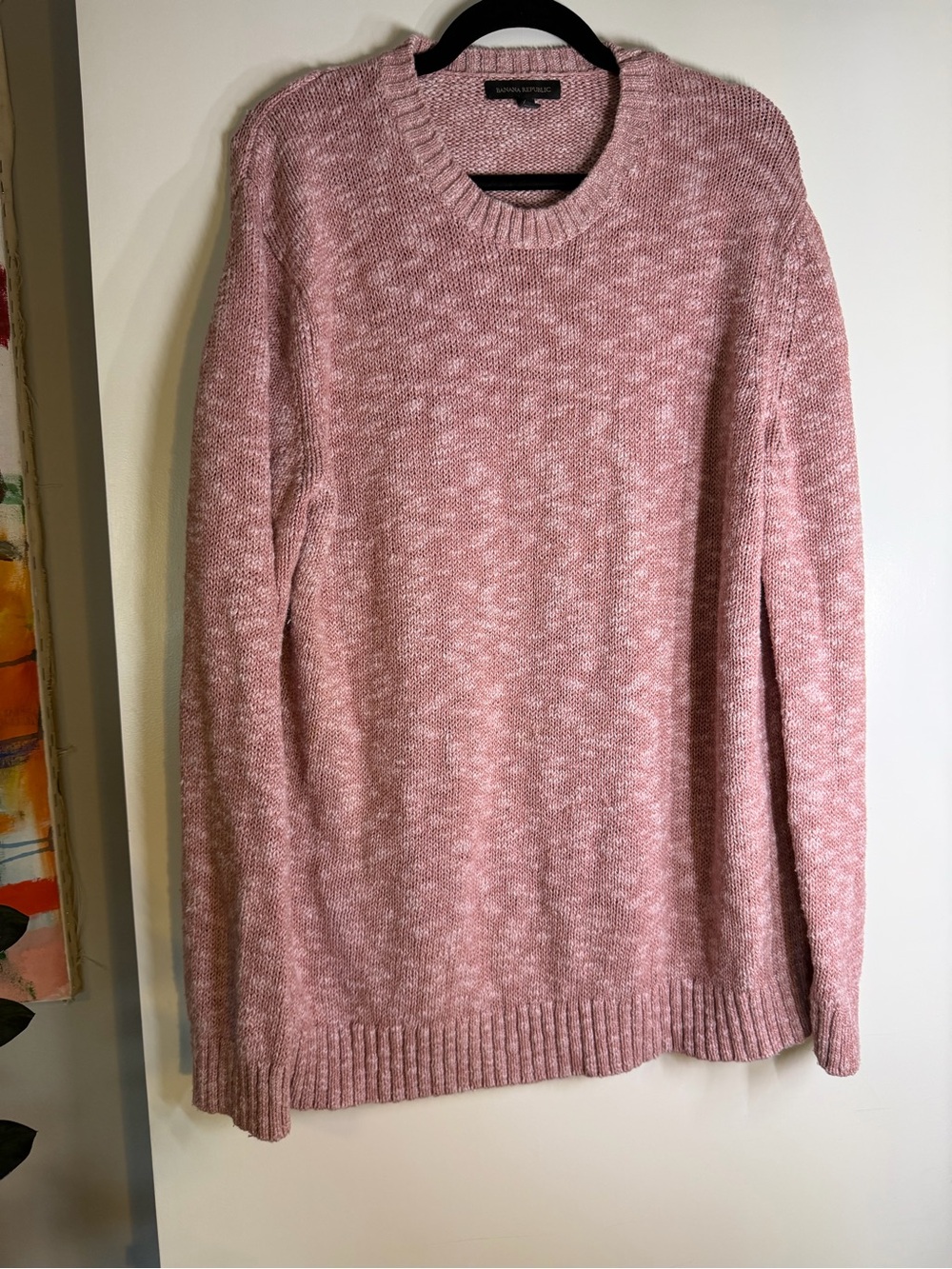 Banana Republic Pink Cotton Linen Crewneck Sweater Size XL